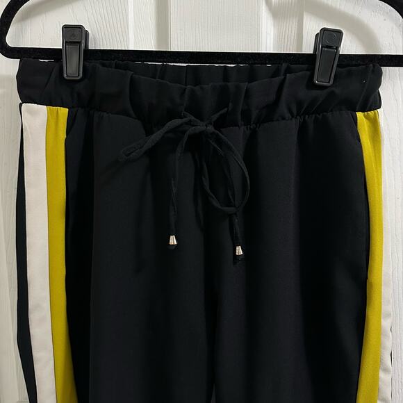ZARA High Waisted with Side Stripe Trouser Pant Women’s size Medium black jogger - Picture 2 of 14